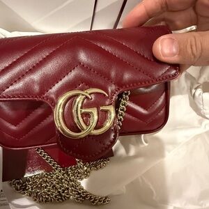Gucci Burgundy Mini Bag with Gold Chain